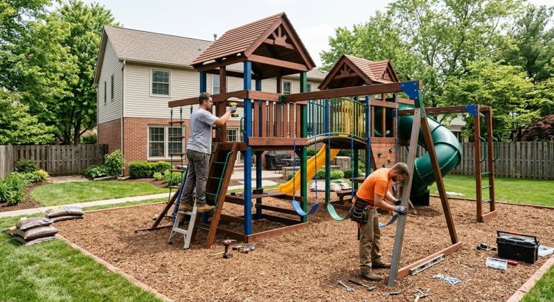 Wooden Playset Installation in Longmont, CO
