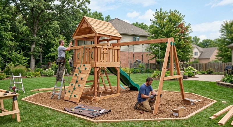 Wooden Playset Installation in Denver, CO