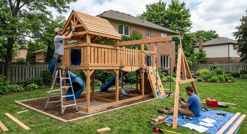 Wooden Playset Installation in Kansas City, MO